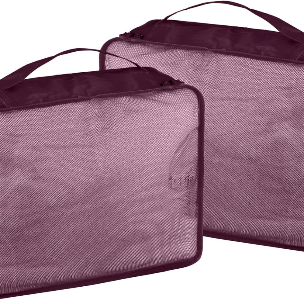 Ebbniur Packing Cubes Set, 2 Pcs Packing Organizers Set for Suitcases (Burgundy)